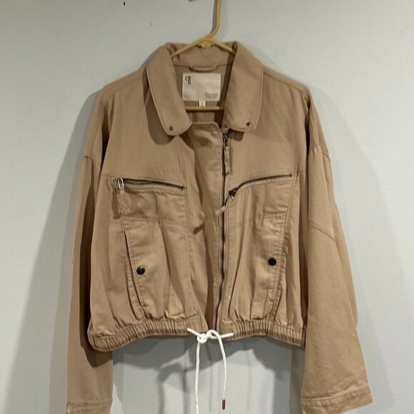 Anthropologie Pilcro Tidal Moto Utility Jacket Tan Color Size XL - Picture 2 of 8
